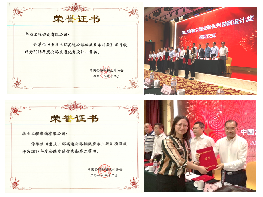 華杰公司榮獲中國公路勘察設(shè)計協(xié)會2018年度公路交通優(yōu)秀勘察、設(shè)計獎